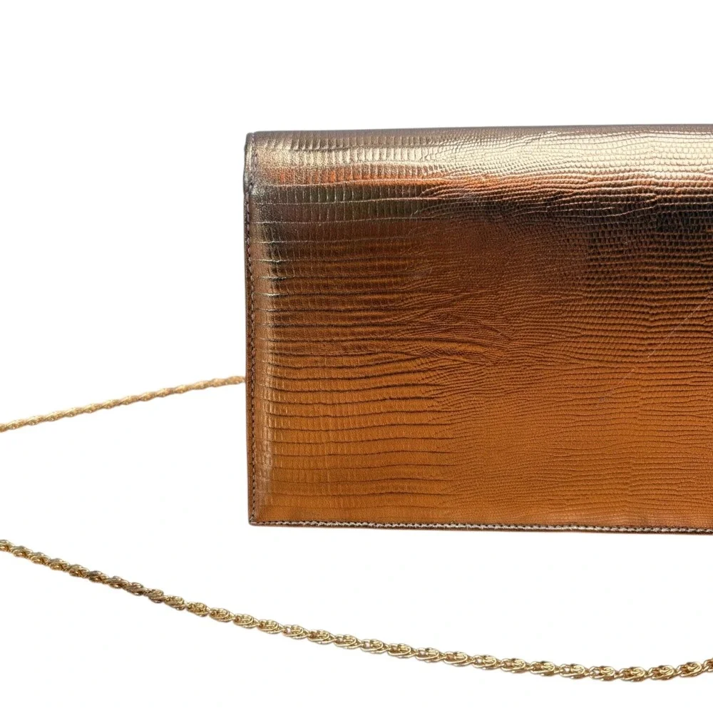 Vintage Ande Metallic Gold Evening Purse Chain Strap‎ Clutch Cocktail Bag